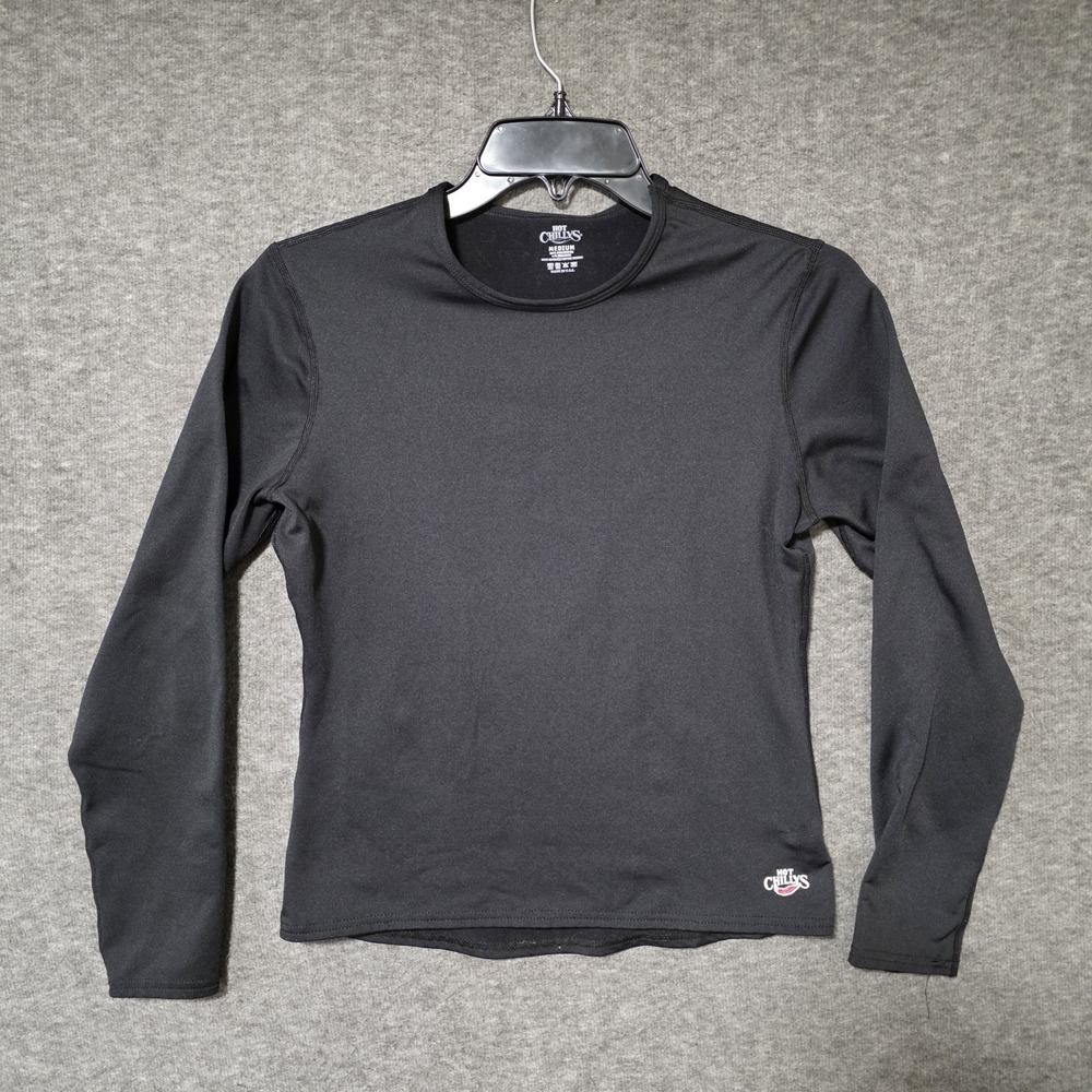 Hot Chillys Womens Medium Black Micro-Elite Chamois Crewneck Cabincore Gorpcore